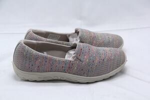 Skechers Relaxed Fit Shoes Women Sz 9 Taupe Multi Confetti Knit Slip On 49291